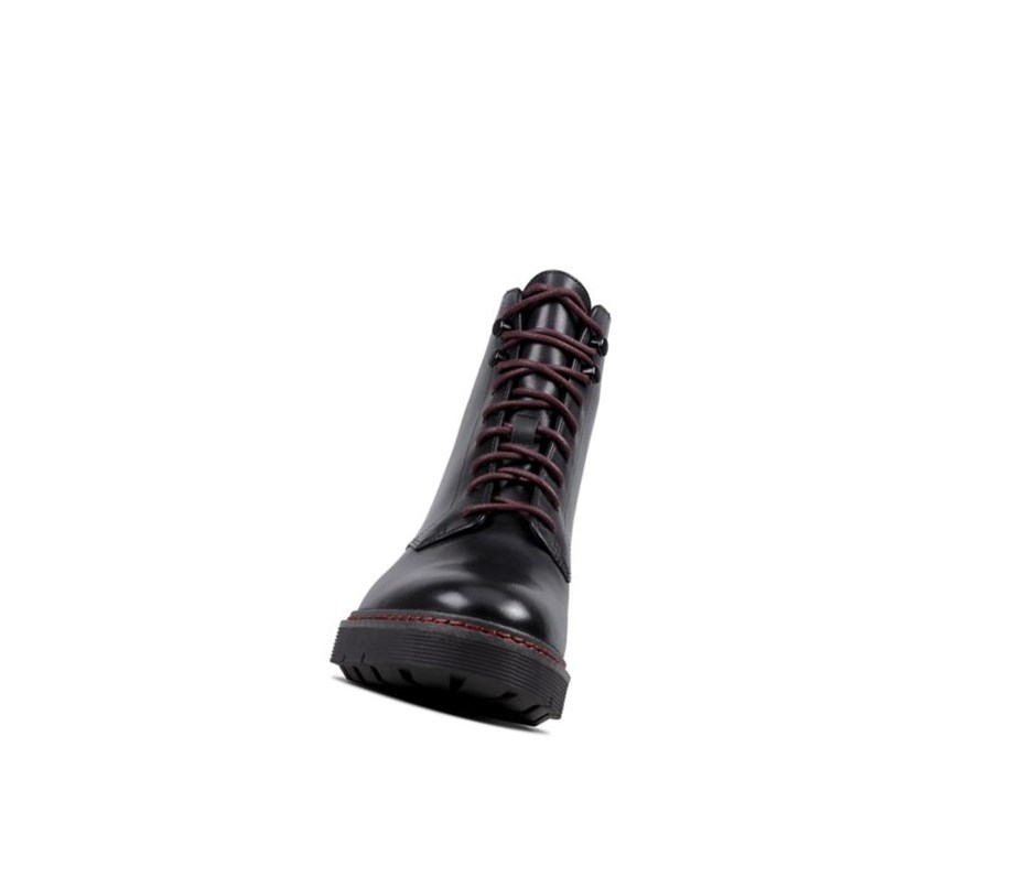 Clarks Witcombe Hi Leder Schnürschuhe Damen Schwarz | APCV49780