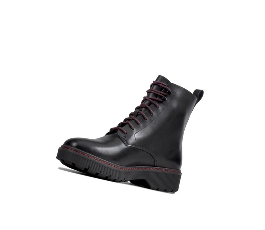 Clarks Witcombe Hi Leder Schnürschuhe Damen Schwarz | APCV49780