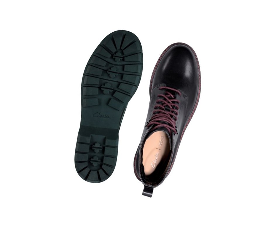 Clarks Witcombe Hi Leder Schnürschuhe Damen Schwarz | APCV49780