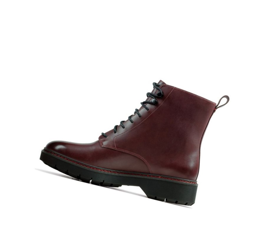 Clarks Witcombe Hi Leder Schnürschuhe Damen Bordeaux | AQNG01485