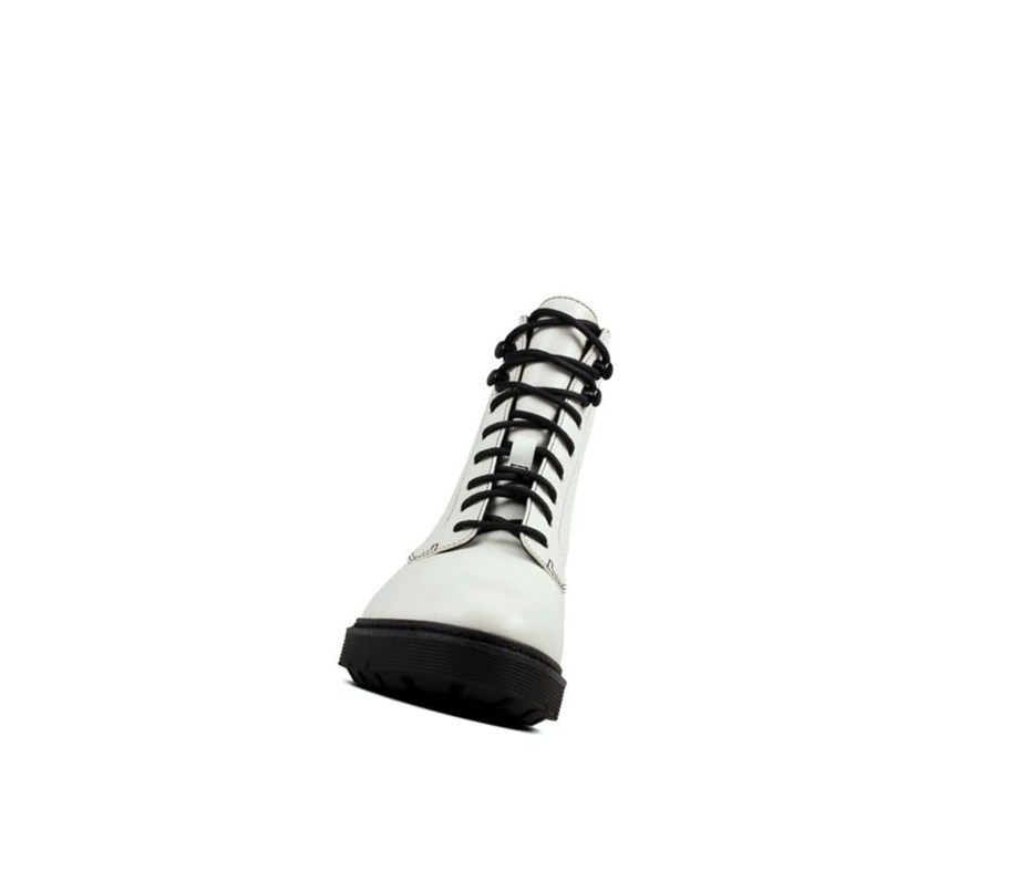 Clarks Witcombe Hi Leder Schnürschuhe Damen Weiß | UFLG85976