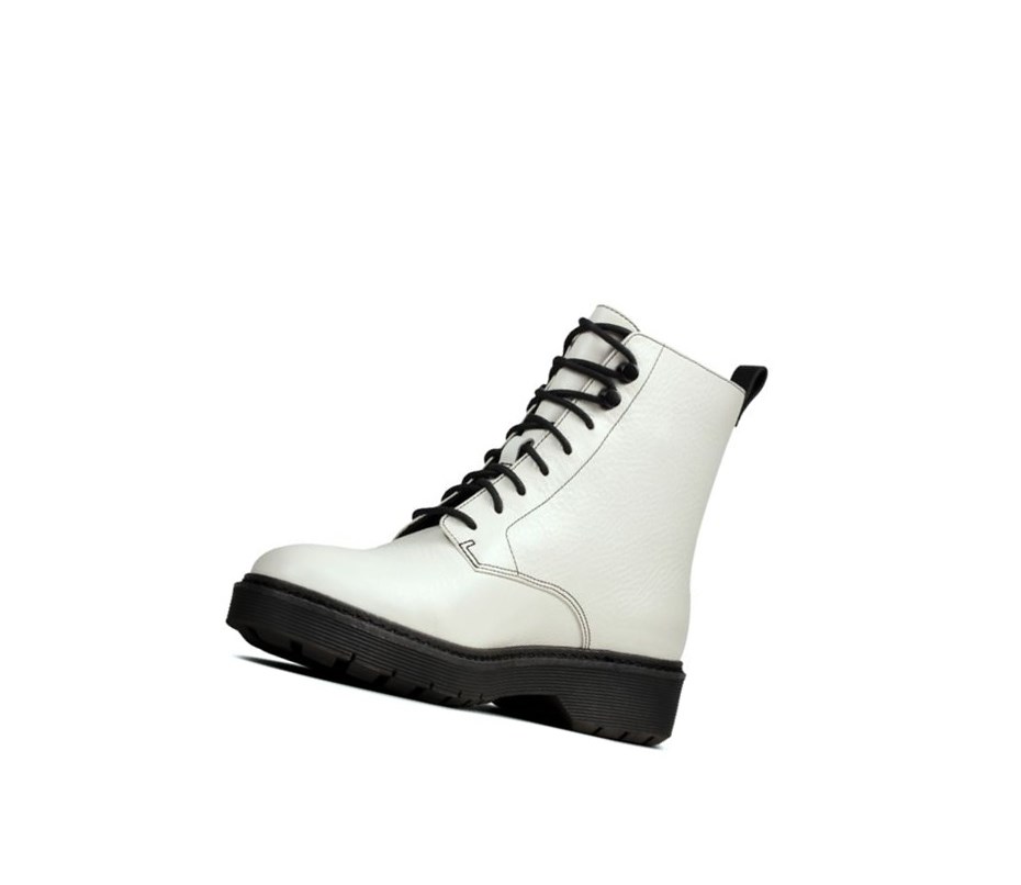 Clarks Witcombe Hi Leder Schnürschuhe Damen Weiß | UFLG85976
