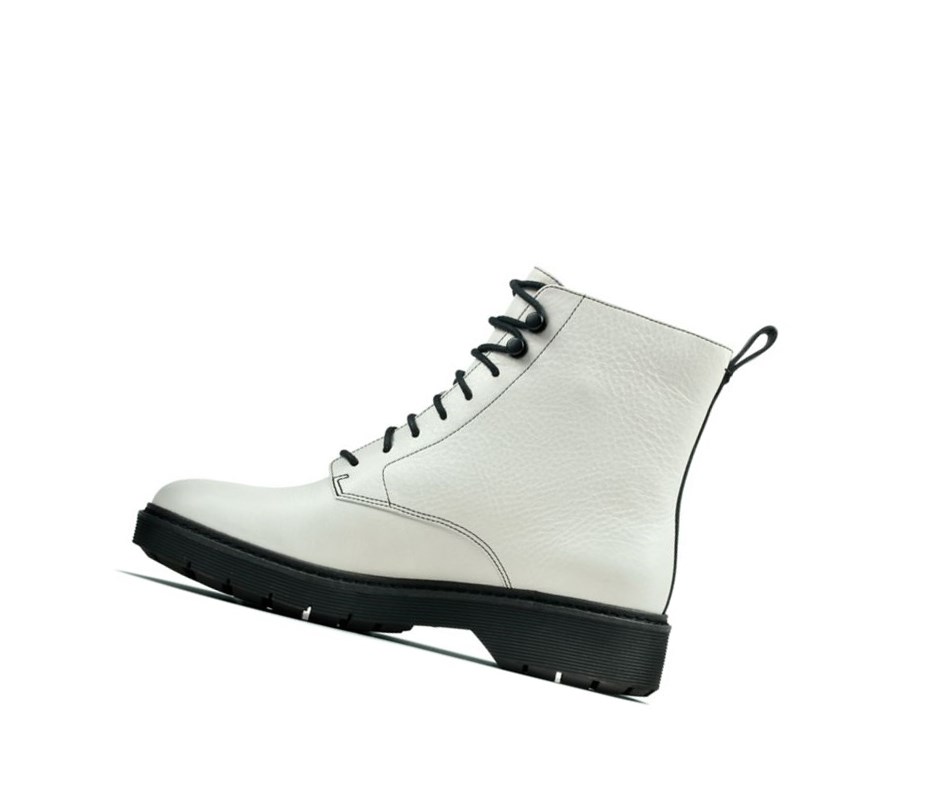 Clarks Witcombe Hi Leder Schnürschuhe Damen Weiß | UFLG85976