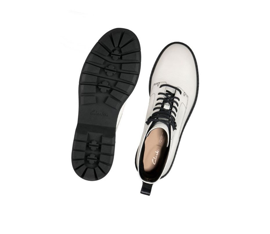 Clarks Witcombe Hi Leder Schnürschuhe Damen Weiß | UFLG85976
