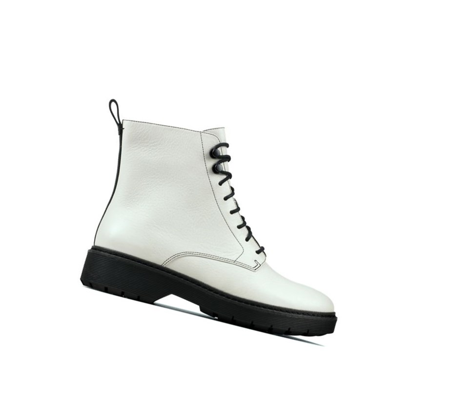 Clarks Witcombe Hi Leder Schnürschuhe Damen Weiß | UFLG85976