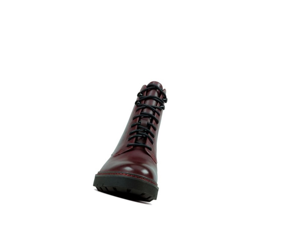 Clarks Witcombe Hi Leder Stiefeletten Damen Bordeaux | VXHB36719