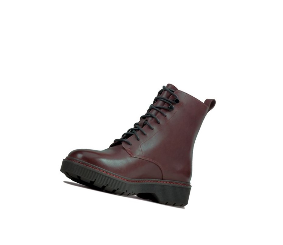 Clarks Witcombe Hi Leder Stiefeletten Damen Bordeaux | VXHB36719