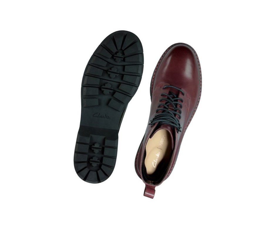 Clarks Witcombe Hi Leder Stiefeletten Damen Bordeaux | VXHB36719