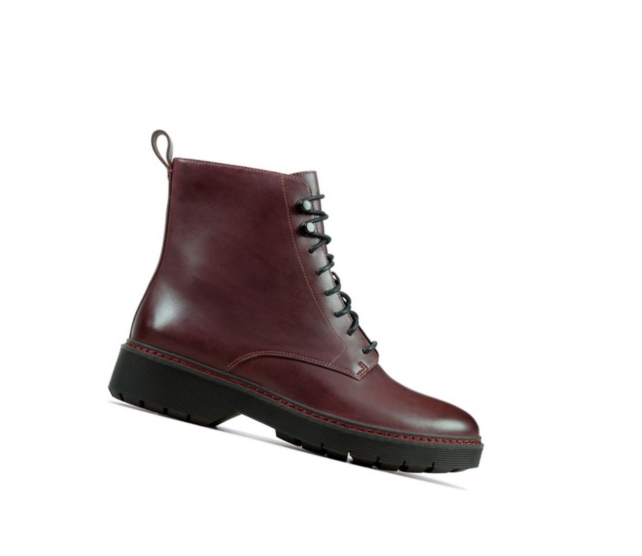 Clarks Witcombe Hi Leder Stiefeletten Damen Bordeaux | VXHB36719