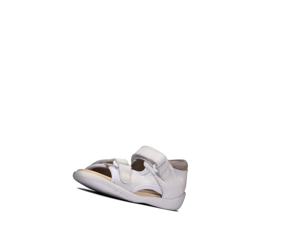Clarks Zora Beau Leder Lässige Sandalen Jungen Weiß | JTHF36947