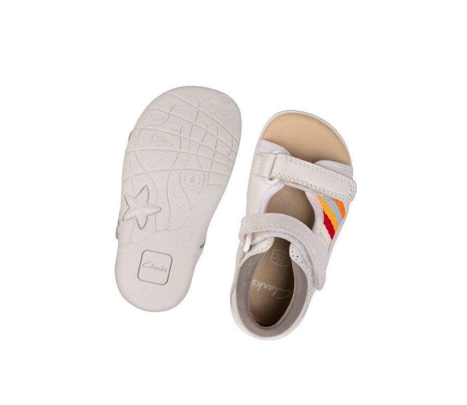 Clarks Zora Beau Leder Lässige Sandalen Jungen Weiß | JTHF36947