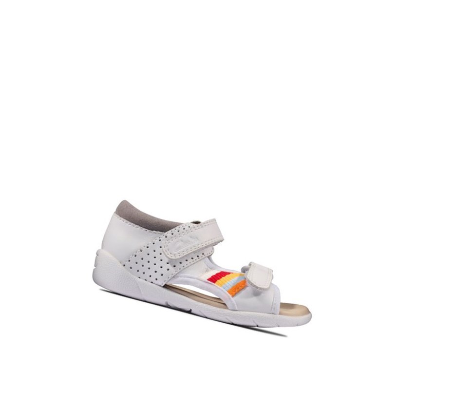 Clarks Zora Beau Leder Lässige Sandalen Jungen Weiß | JTHF36947