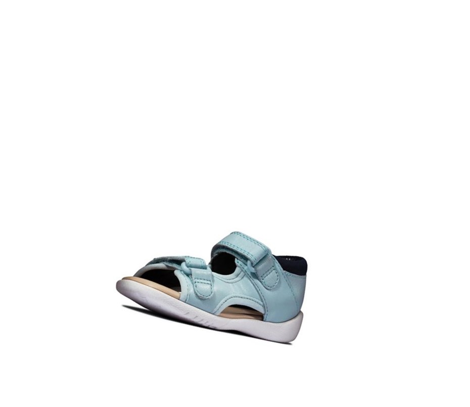 Clarks Zora Beau Leder Lässige Sandalen Jungen Hellblau | TLPI76389