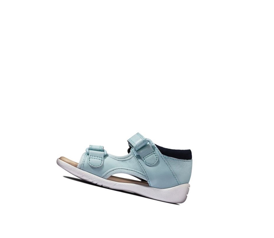 Clarks Zora Beau Leder Lässige Sandalen Jungen Hellblau | TLPI76389