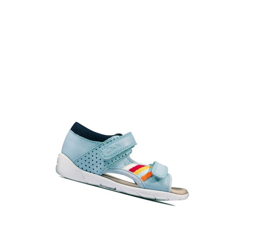 Clarks Zora Beau Leder Lässige Sandalen Jungen Hellblau | TLPI76389