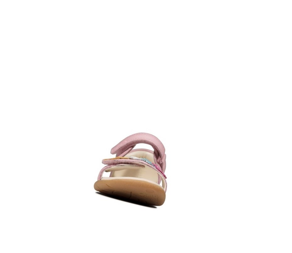 Clarks Zora Finch Leder Lässige Sandalen Mädchen Rosa | HDAN74956