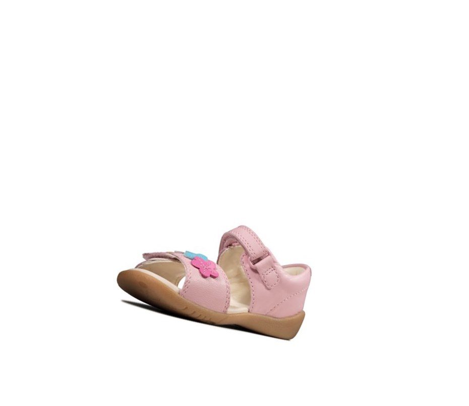 Clarks Zora Finch Leder Lässige Sandalen Mädchen Rosa | HDAN74956