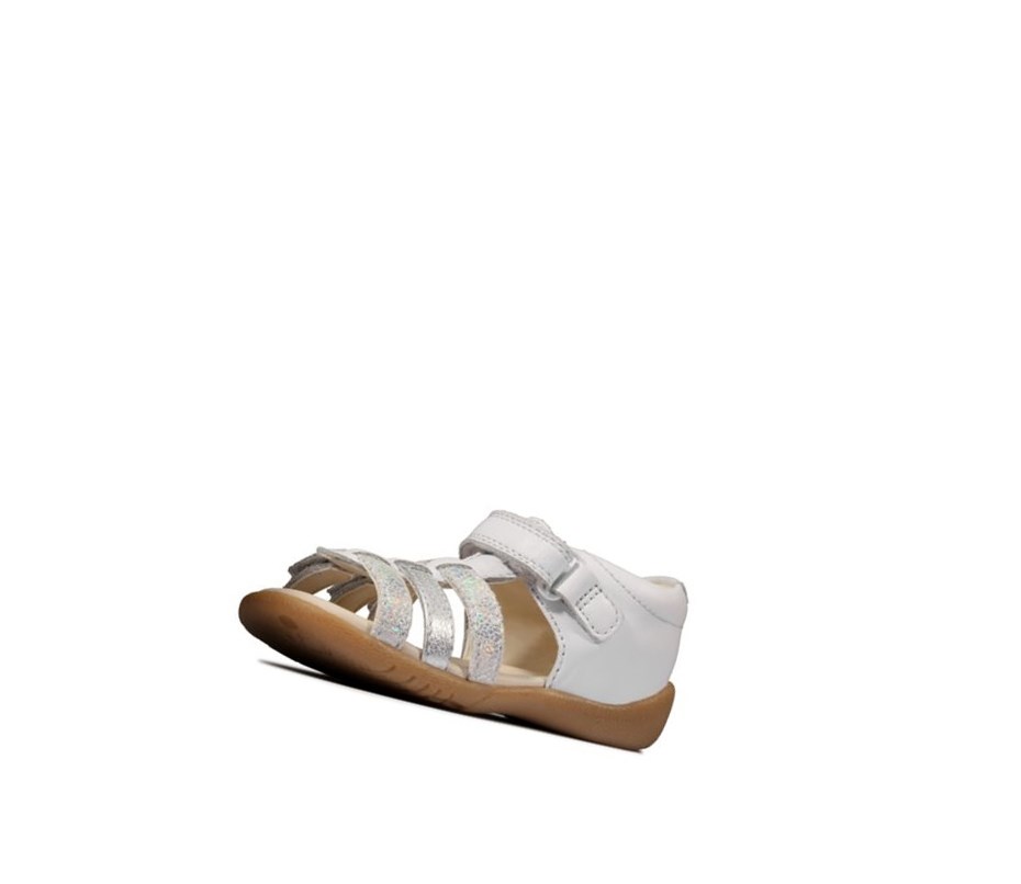 Clarks Zora Spark Leder Lässige Sandalen Mädchen Weiß | NAPY75384