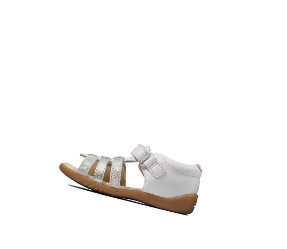 Clarks Zora Spark Leder Lässige Sandalen Mädchen Weiß | NAPY75384