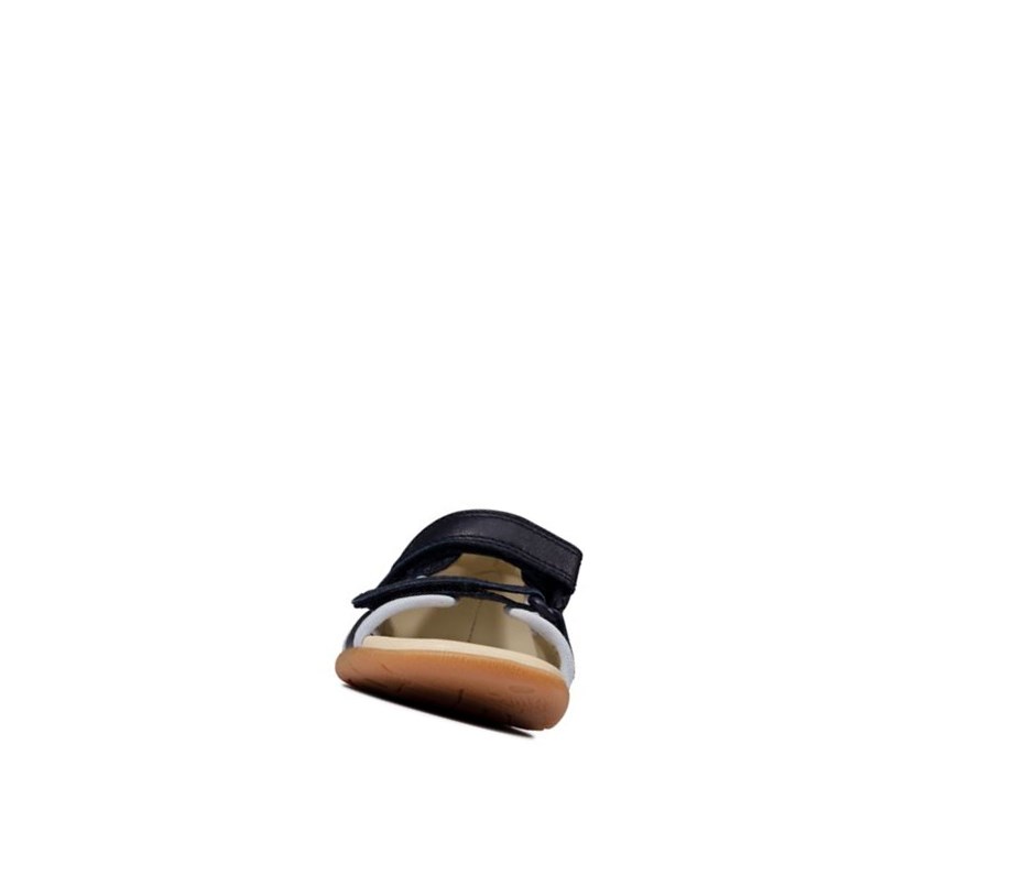 Clarks Zora Spirit Leder Lässige Sandalen Jungen Navy | TLGB89061