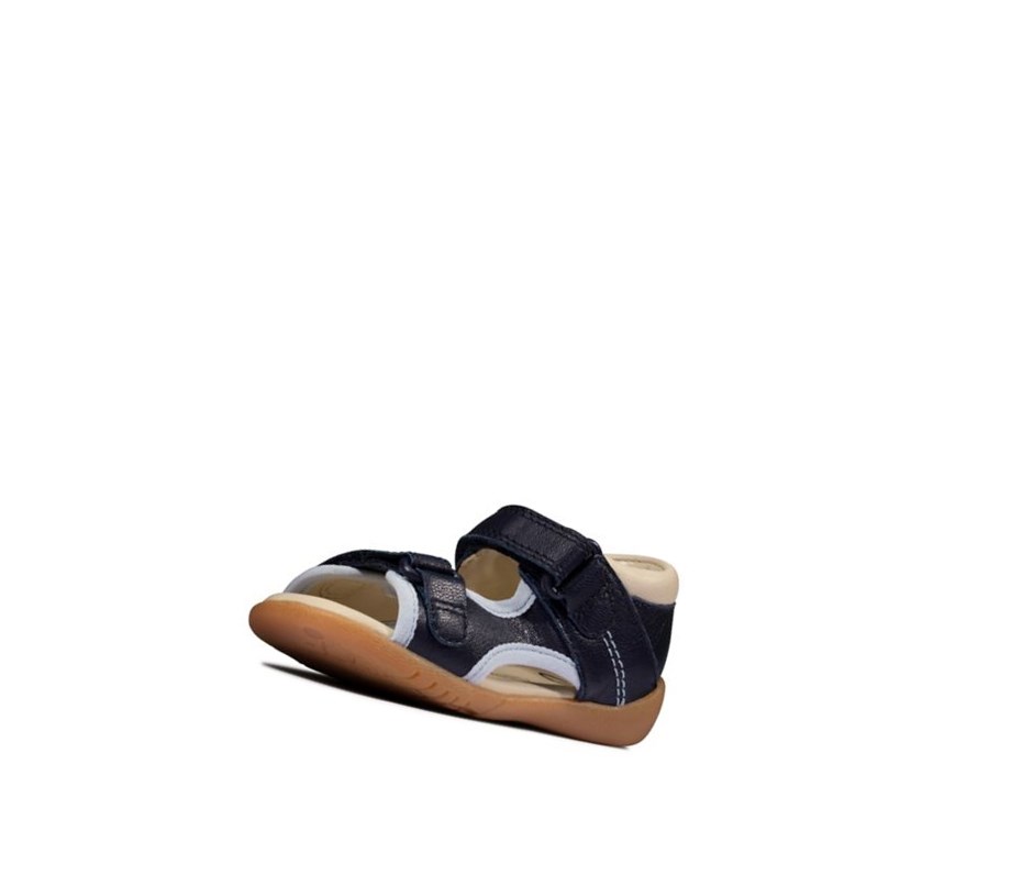 Clarks Zora Spirit Leder Lässige Sandalen Jungen Navy | TLGB89061