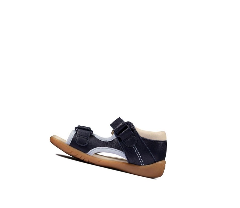 Clarks Zora Spirit Leder Lässige Sandalen Jungen Navy | TLGB89061